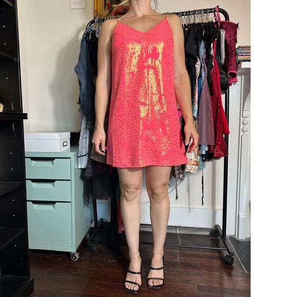 LILLY PULITZER Lela Silk Dress Coral Reef Pineapple Clip Chiffon Size Small - Picture 3 of 5